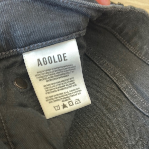 Agolde Riley Black Straight Leg high Rise button fly jeans 25 - Picture 3 of 4